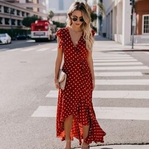 Mama Mia Polka Dot Wrap Maxi Dress